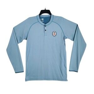 Howler Bros Henley Running Shirt Mesh Mens S Teal Blue Stretch Thumbhole LS